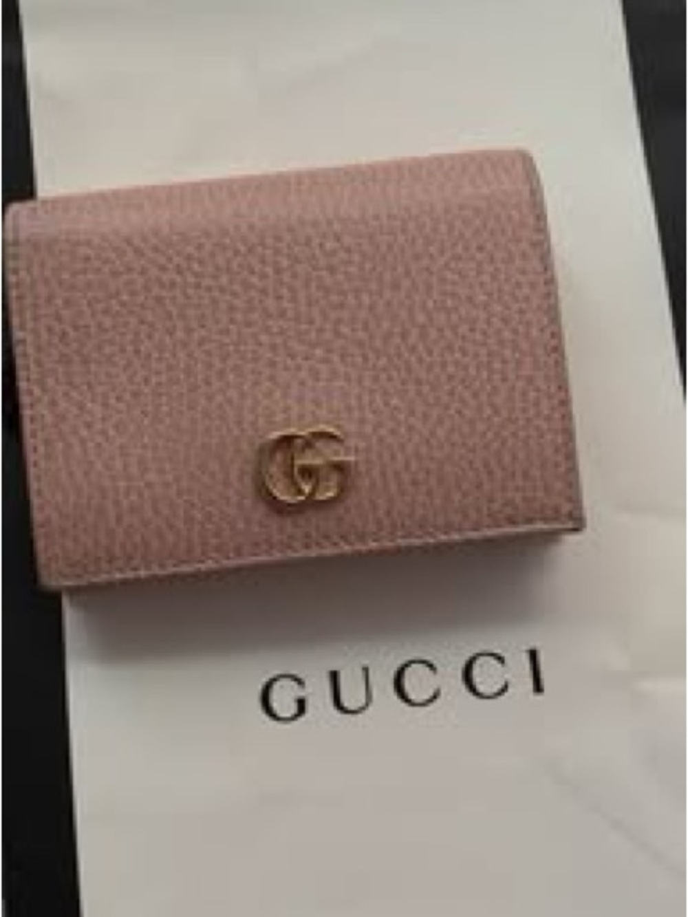 Gucci Blush Pebbled Leather Wallet with Gold Double G